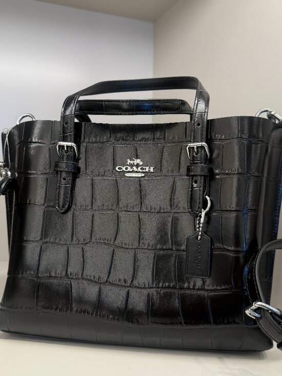 Coach Handbags - NWT COACH CW017 Mollie 25 Black Silver Croc Embossed Bag tote